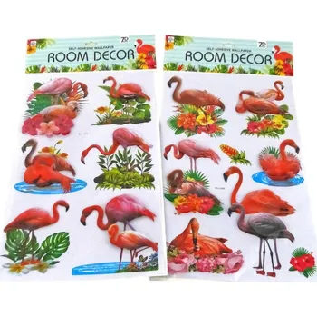 Pexeso Samolepky plameňák 3D nástěnná dekorace různé druhy