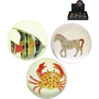 Dětský míč Hopík se zvířátkem uvnitř 7cm průhledný skákací balonek