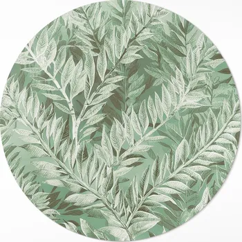 Koberec Designový Vinylový Kulatý Koberec průměr 80 cm Bujná vegetace boho vintage