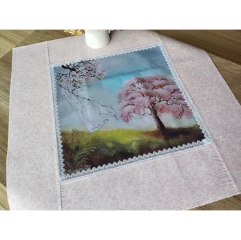 ubrus Jarní středový ubrus Jaro a prádlo ve větru 64 x 64 cm