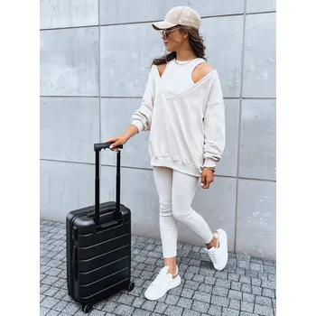 Béžový žebrovaný komplet mikiny, legín a topu ASTRAL ATTIRE AY0893 Velikost: ONE SIZE