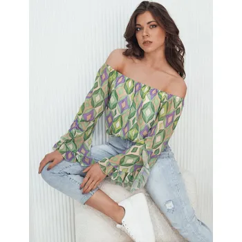 Zelená vzorovaná halenka se spadlými rameny SPRIAN RY2464 Velikost: ONE SIZE