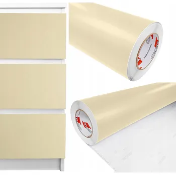 Tapeta Dekorační PVC Fólie na Skříňky Stolek Dveře Béžová Matná Samolepicí Tapeta