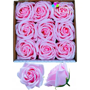 umělá květina Růžové Růže v Mýdlové Krabičce Dárek Květiny v Krabičce Hlavička Umělé Květiny Balení 9 ks
