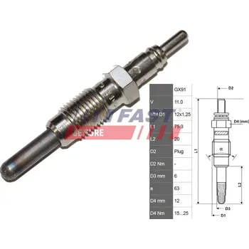 Zapalovací a žhavicí svíčka Žhavicí svíčka, elektrické žhavení FAST FT82728