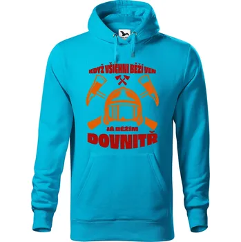 Pánské oblečení DOBRÝ TRIKO Pánská mikina s potiskem Běžím dovnitř Velikost pánské mikiny: 3XL, Barva: Tyrkysová