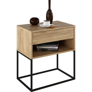 Noční/příruční stolek, dub artisan/černá, ARTI TYP 2