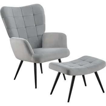 Obývací stěna Křeslo s podnoží, šedá Velvet látka/černá, HABEN