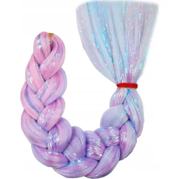 Příčesek Syntetické vlasy na copánky OMBRE ROVNÉ s brokátovými pastelovými OMBRE barevnými efekty