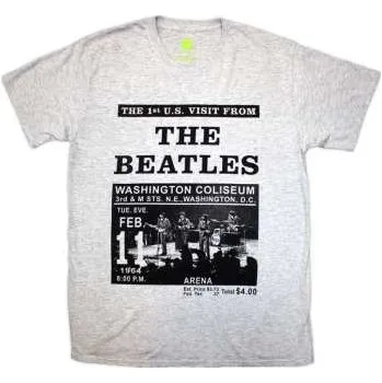 Pánské oblečení Merch The Beatles: The Beatles Unisex T-shirt: Washington '64 Promo (grey) (large) L