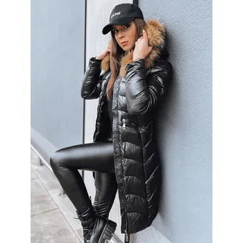 Dámský kabát Černý elegantní prošívaný kabát STELLAR TY3991 Velikost: XL