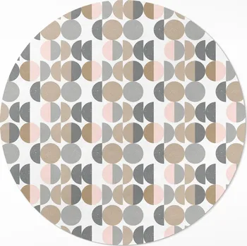 Obraz Kulatý Koberec Vinyl PVC průměr 70 cm Kola a půlměsíce geometrický retro vzor