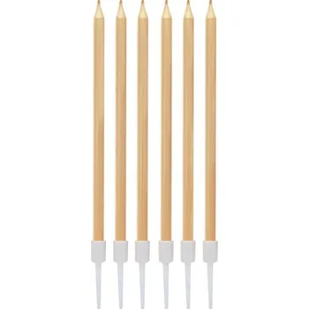 Dortová svíčka Dortové svíčky 13,5cm, 6ks METALLIC, sv.zlaté