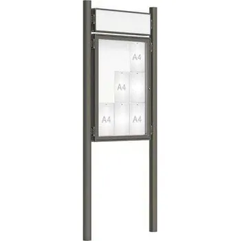 Informační tabulka Venkovní vitrína model 2000 9 x A4, šedá PRO, včetně sloupků a záhlaví + doprava zdarma