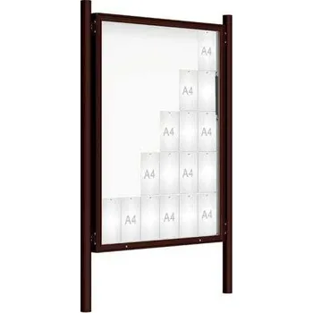 Informační tabulka Venkovní vitrína model 2000 30 x A4, hnědá, včetně sloupků + doprava zdarma