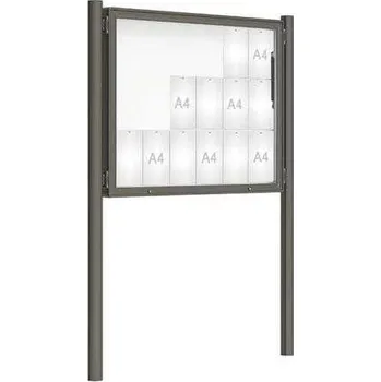 Informační tabulka Venkovní vitrína model 2000 18 x A4, šedá PRO, včetně sloupků + doprava zdarma