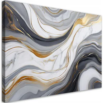 Obraz Obraz na plátně, Šedo-bílý mramor se zlatem 90x60