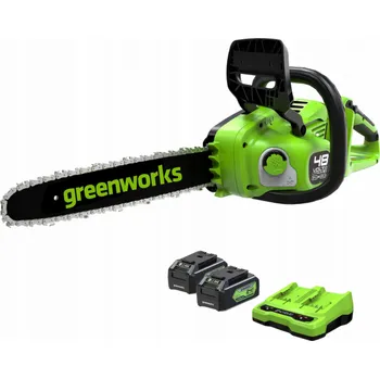 Motorová pila Greenworks řetězová pila 2x24 V Greenworks 36 cm sada GD24X2CS36K4X s nabíječkou a 2x akumulátory 4,0 Ah