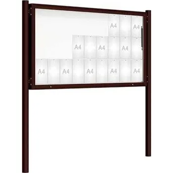 Informační tabulka Venkovní vitrína model 2000 27 x A4, hnědá, včetně sloupků + doprava zdarma