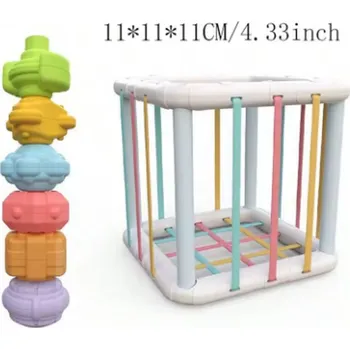 Dřevěná hračka Montessori senzorická hračka - vkládání tvarů (od 6 měsíců) Varianta: kostka 11x11 cm