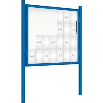 Informační tabulka Venkovní vitrína model 2000 28 x A4, modrá, včetně sloupků + doprava zdarma