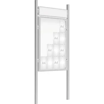 Informační tabulka Venkovní vitrína model 2000 16 x A4, elox, včetně sloupků a záhlaví + doprava zdarma