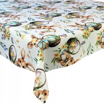 ubrus Ubrus Odolný vůči skvrnám Tisk Velikonoce Zajíčci Barevná vajíčka 130x260 cm