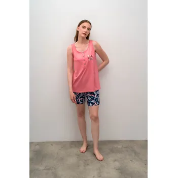 Pánské pyžamo Dámské krátké pyžamo 16036 - Vamp S růžovo-černá