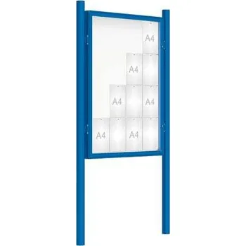 Informační tabulka Venkovní vitrína model 2000 16 x A4, modrá, včetně sloupků + doprava zdarma