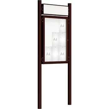 Informační tabulka Venkovní vitrína model 2000 9 x A4, hnědá, včetně sloupků a záhlaví + doprava zdarma