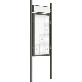 Informační tabulka Venkovní vitrína model 2000 12 x A4, šedá PRO, včetně sloupků a záhlaví + doprava zdarma