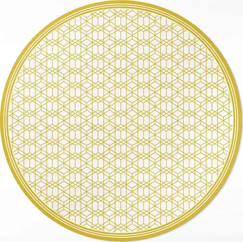 Koberec Kulatý vinylový Koberec do obývacího pokoje, průměr 130 cm Kulatý lineární moderní vzor