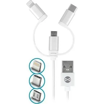 Datový kabel Datový kabel Forever 3v1 micro USB+Lightning+USB-C 1m 1,5A bílý T_01625