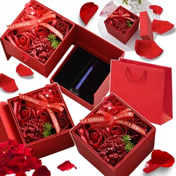 umělá květina KVĚTINOVÝ BOX MÝDLOVÉ KVĚTINY RŮŽE DÁREK K NAROZENINÁM SVÁTKU DNI ŽEN