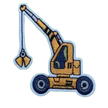 Nažehlovací nášivka - stavební malý jeřáb (6,9 x 6,9 cm)