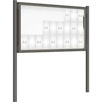 Informační tabulka Venkovní vitrína model 2000 27 x A4, šedá PRO, včetně sloupků + doprava zdarma