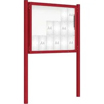 Informační tabulka Venkovní vitrína model 2000 18 x A4, červená, včetně sloupků + doprava zdarma
