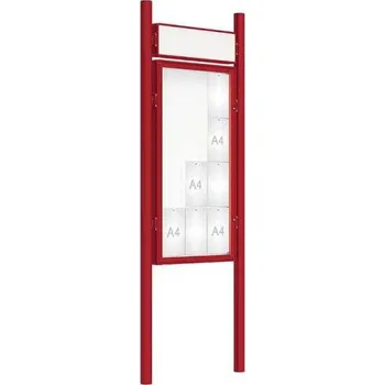 Informační tabulka Venkovní vitrína model 2000 12 x A4, červená, včetně sloupků a záhlaví + doprava zdarma