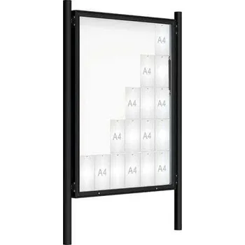 Informační tabulka Venkovní vitrína model 2000 30 x A4, černá, včetně sloupků + doprava zdarma