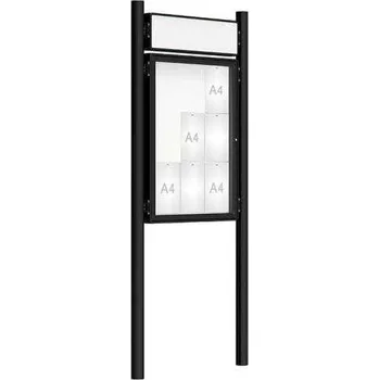 Informační tabulka Venkovní vitrína model 2000 9 x A4, černá, včetně sloupků a záhlaví + doprava zdarma