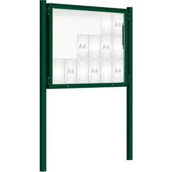 Informační tabulka Venkovní vitrína model 2000 18 x A4, zelená, včetně sloupků + doprava zdarma