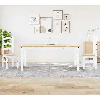 Jídelní set vidaXL Jídelní set ze 3 kusů "Panama" masivní dřevo borovice [3345206] Barva: Bílá