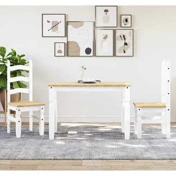 Jídelní set vidaXL Jídelní set ze 3 kusů "Panama" masivní dřevo borovice [3345194] Barva: Bílá