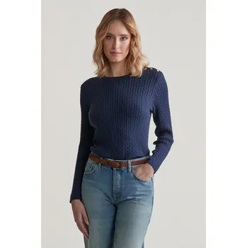 Dámský svetr SVETR GANT MINI CABLE KNIT C-NECK EVENING BLUE
