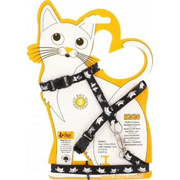 Vodítko pro psa Dingo Postroj + Vodítko pro malé kočky KICIO černé