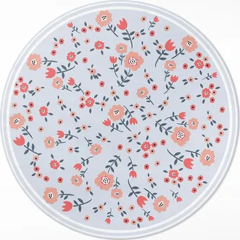 Koberec Kulatý Koberec z vinylového PVC ⌀ 120 cm Jemné květy v pastelových barvách