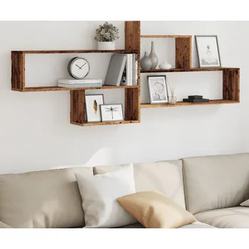 police vidaXL Nástěnná police 167,5 x 18 x 68 cm kompozitní dřevo [853324] Barva: Staré dřevo