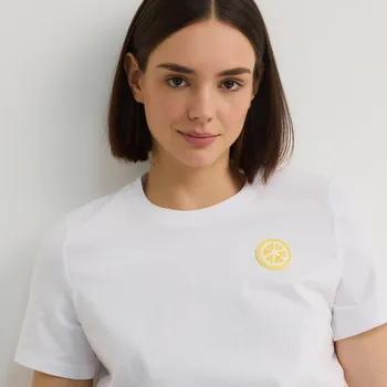 Dámské tričko Reserved - Tričko s drobnou výšivkou - krémová - 9960B-01X - 9960B-01X-L