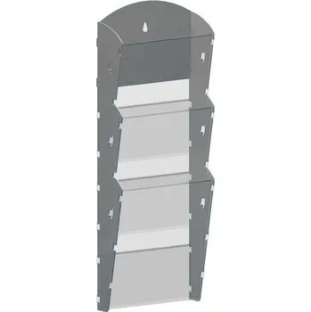 Nástěnný plastový zásobník na prospekty - 1 x 3 A5, šedý