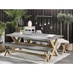 Zahradní Jídelní Set Šedý Betonový Stůl 2 Lavice Moderní Design Odolný Vůči Povětrnostním Vlivům Beliani